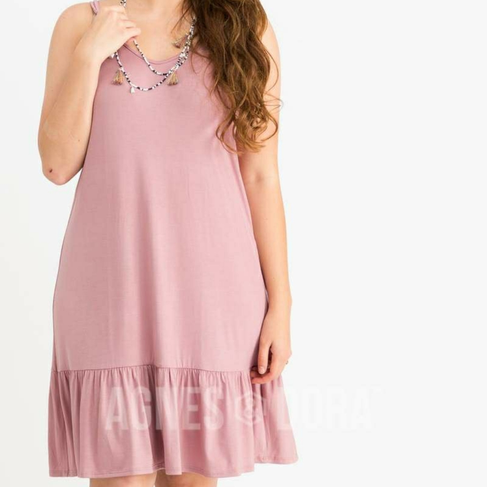 Agnes & Dora Pink Slip Dress Straps Ruffle NWT Sma